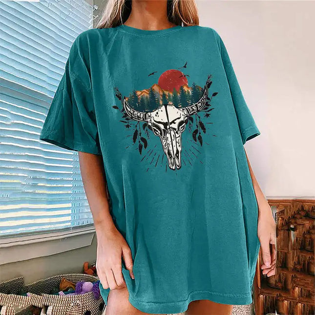 Camiseta de manga corta con estampado Western Bullhead para mujer 