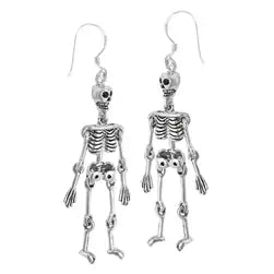 Skeleton With Moving Limbs Earrings - Sterling Silver - Hypoallergenic