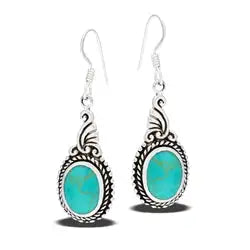 Sterling Silver Earring  with Synthetic Turquoise