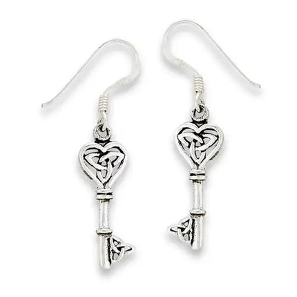 Celtic Key With Triquetras Dangle Earring