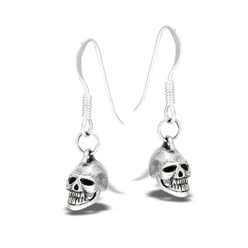 Sterling Silver Dangling Skull Earring