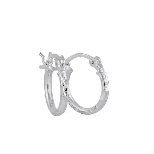 Sterling Silver 2.0MM x 15MM Textured Hoop Earrings