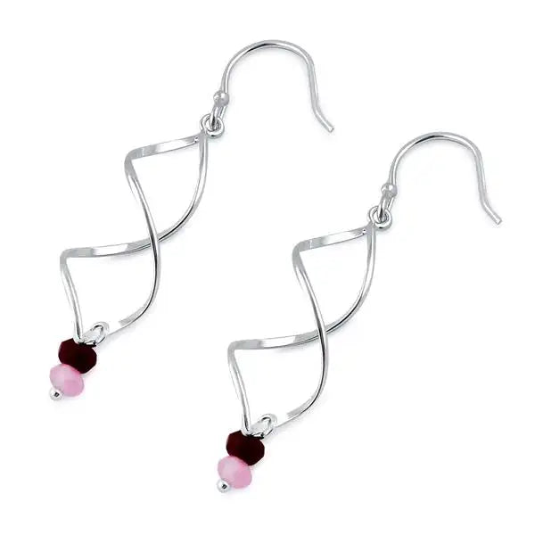 Double Twist and Pink and Ruby Bead Earrings