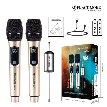 Blackmore Pro Audio BMP-14 BMP-14 Dual Handheld Rechargeable Wireless UHF Microphone System
