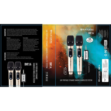 Blackmore Pro Audio BMP-14 BMP-14 Dual Handheld Rechargeable Wireless UHF Microphone System