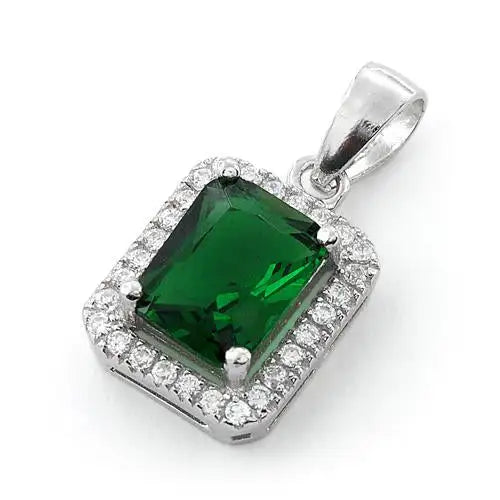 Emerald Rectangular CZ Pendant