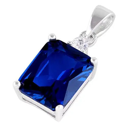 Rectangular Blue Sapphire CZ Pendant / charm