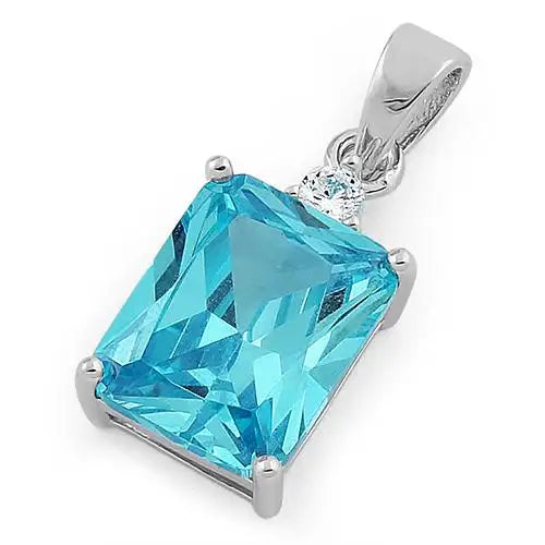 Rectangular Blue Topaz CZ Pendant