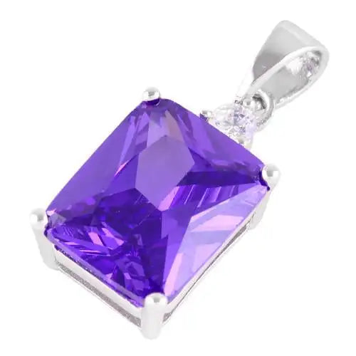 Rectangular Purple CZ Pendant