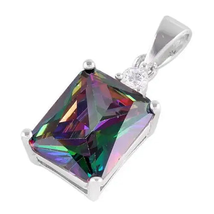 Rectangular Rainbow Topaz CZ Pendant