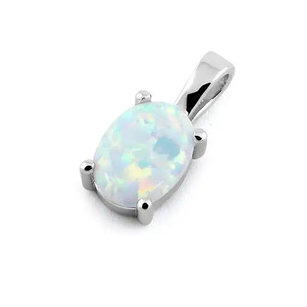 White Lab Opal Oval Pendant / Charm