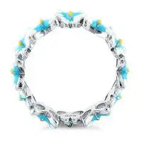 Anillo de esmalte de mariposa azul y blanco paraíso pintado a mano