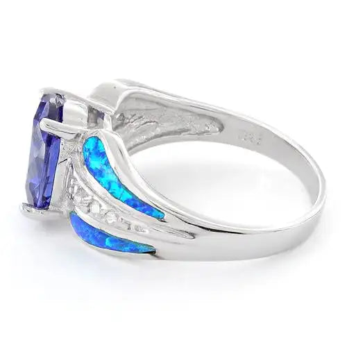 Opal Tanzanite CZ Ring