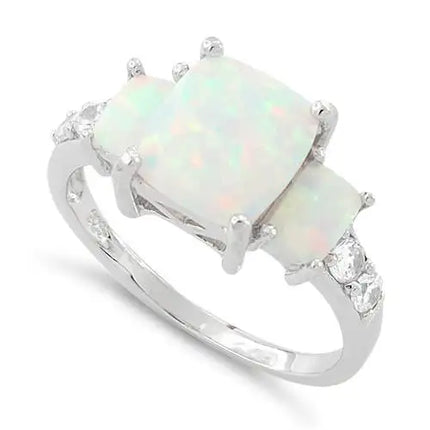 White Lab Opal Square CZ Ring