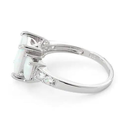White Lab Opal Square CZ Ring