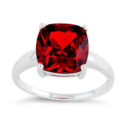 Cushion Cut Garnet CZ Ring - vickiescloset