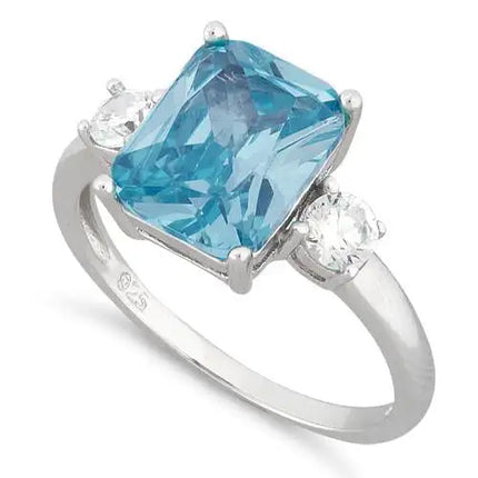 Rectangular Blue Topaz CZ Ring