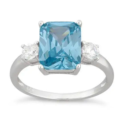 Rectangular Blue Topaz CZ Ring