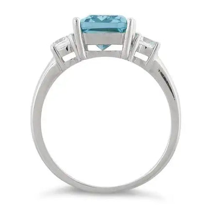 Rectangular Blue Topaz CZ Ring