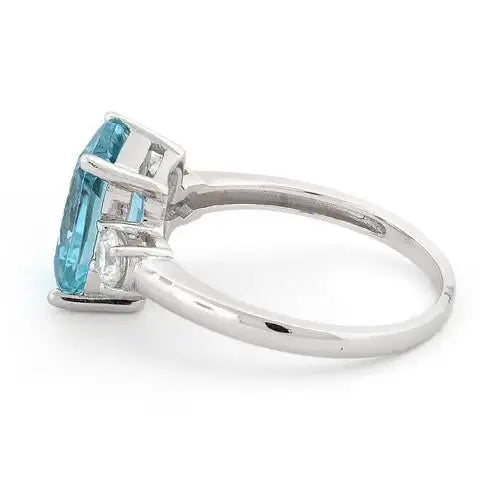 Rectangular Blue Topaz CZ Ring