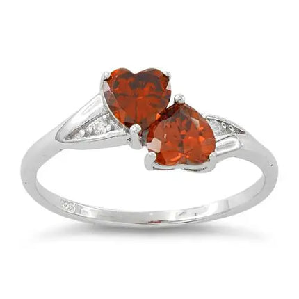 Orange CZ Heart Ring