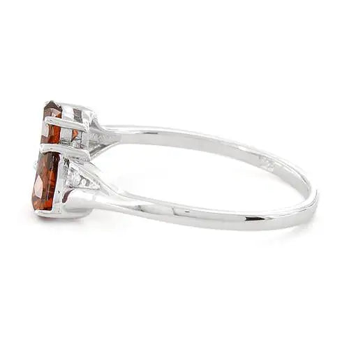 Orange CZ Heart Ring