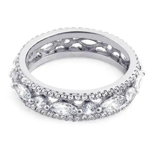 Eternity Round and Marquise Clear CZ Ring