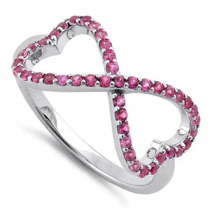 Infinity Heart Pink CZ Ring