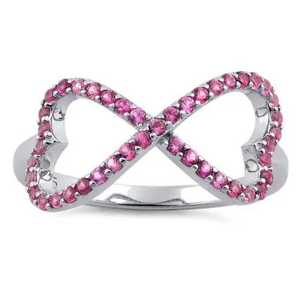 Infinity Heart Pink CZ Ring