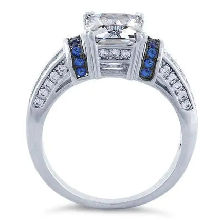 Emerald Cut Blue CZ Ring