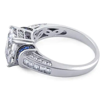 Emerald Cut Blue CZ Ring