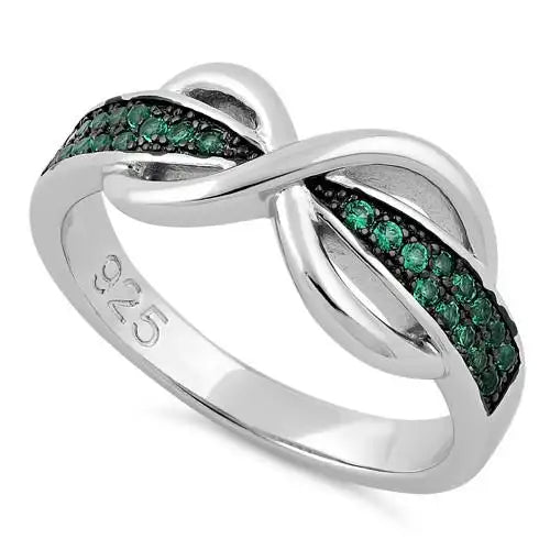 Infinity Pave Emerald CZ Ring