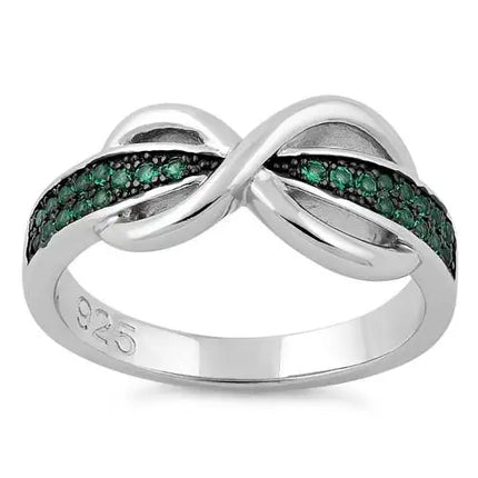 Infinity Pave Emerald CZ Ring