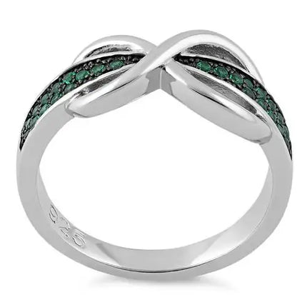Infinity Pave Emerald CZ Ring