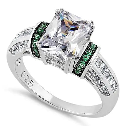 Emerald Cut Emerald CZ Ring