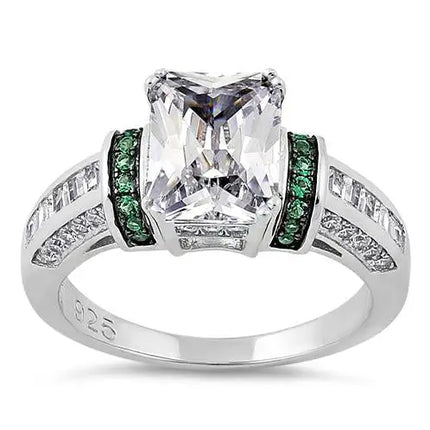 Emerald Cut Emerald CZ Ring