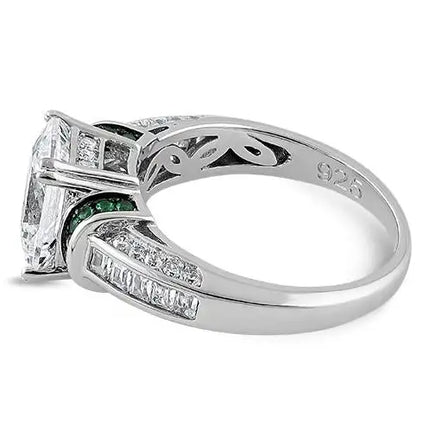 Emerald Cut Emerald CZ Ring