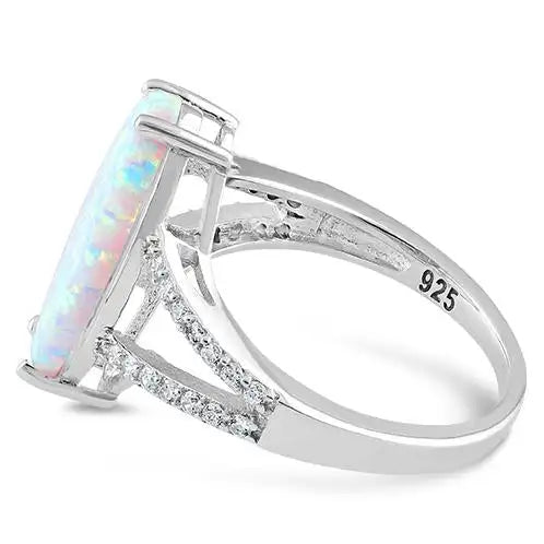 Marquise White Lab Opal Ring