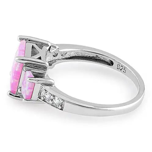 Pink Lab Opal Square CZ Ring