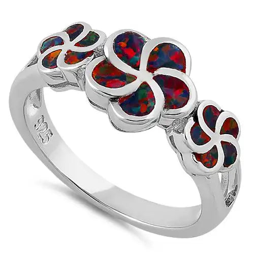 Plumeria Black Lab Opal Ring