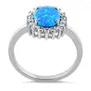 Sterling Silver Oval Blue Lab Opal CZ Ring