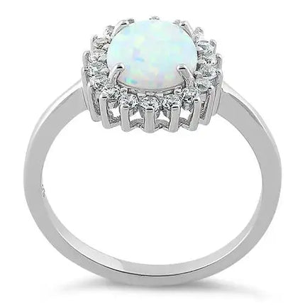 Oval White Lab Opal CZ Ring