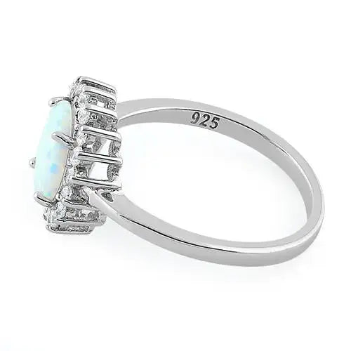 Oval White Lab Opal CZ Ring