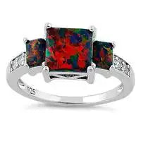 Square Black Lab Opal CZ Ring