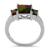 Square Black Lab Opal CZ Ring