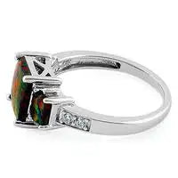 Square Black Lab Opal CZ Ring