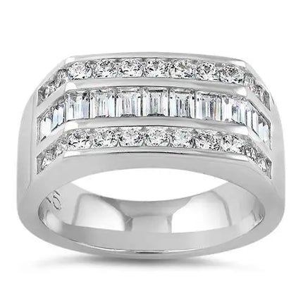 Sterling Silver Men's Engagement CZ Ring