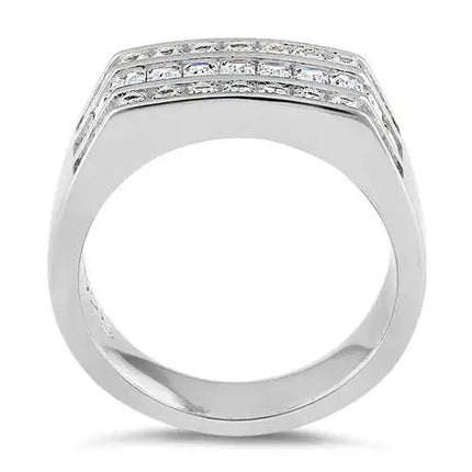 Sterling Silver Men's Engagement CZ Ring