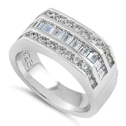 Sterling Silver Men's Engagement CZ Ring