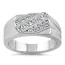 Sterling Silver Men's Engagement CZ Ring
